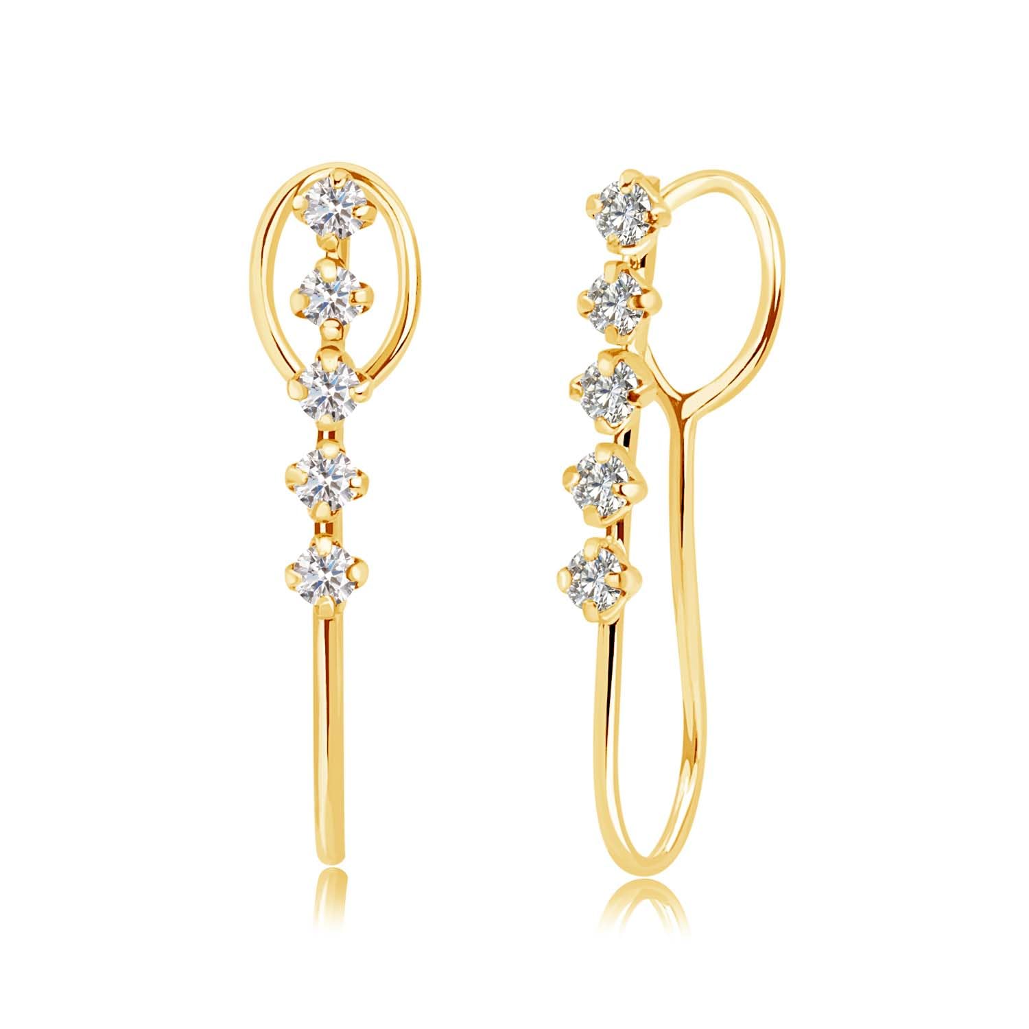 

LARA Christie Diamond Ear Cuff Earrings Binaural Diamond 10 Stones Total K18YG [Lara Christie] 0.14ct le56-0004-yg