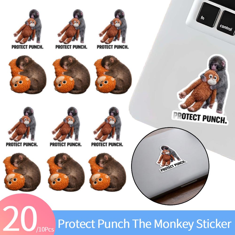 10/20Pcs Protect Punch The Monkey Sticker Easy To Paste and Remove Waterproof Vinyl Decal Stickers for Laptop Room Decor Gifts