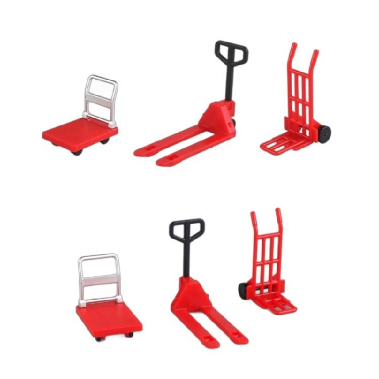 1/12 Dollhouses Warehouse Tool Set Of 3 Handcart Forklift Model Realism And Charm To Your Miniature Landscaping