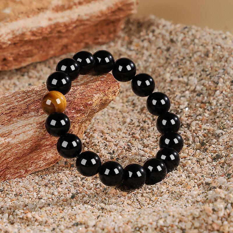 Natural Obsidian Bracelet - Unisex Yellow Tiger Eye Beads, Moisturizing, Couple Style, Ideal Gift for Your Boyfriend