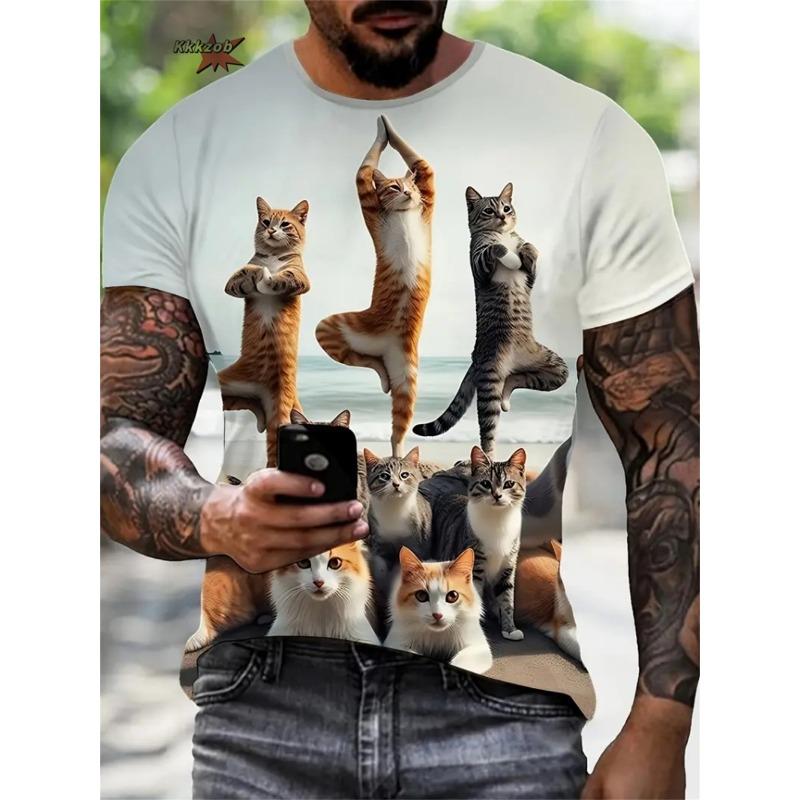 Men's 3D Warrior Cat Pattern Animal Printed T-shirt