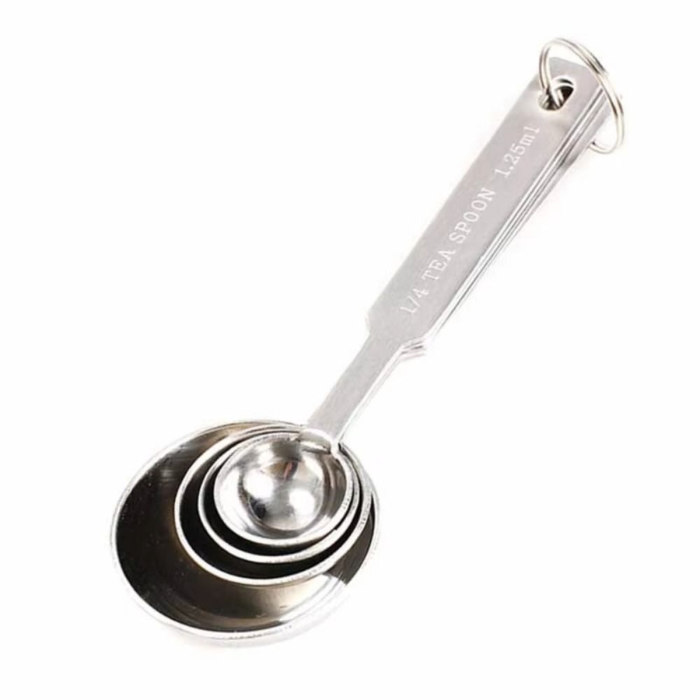 4Pcs Teaspoon Measuring Cups Set Stainless Steel Coffee Sugar Scoop  Baking Tool
