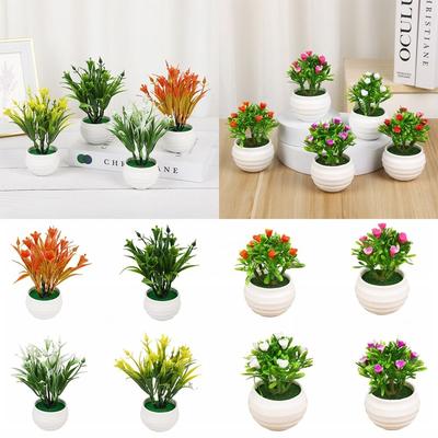 Lebendige künstliche Blume Bonsai grün Faux Gras Topf Geschenk lebensechte Topfpflanze