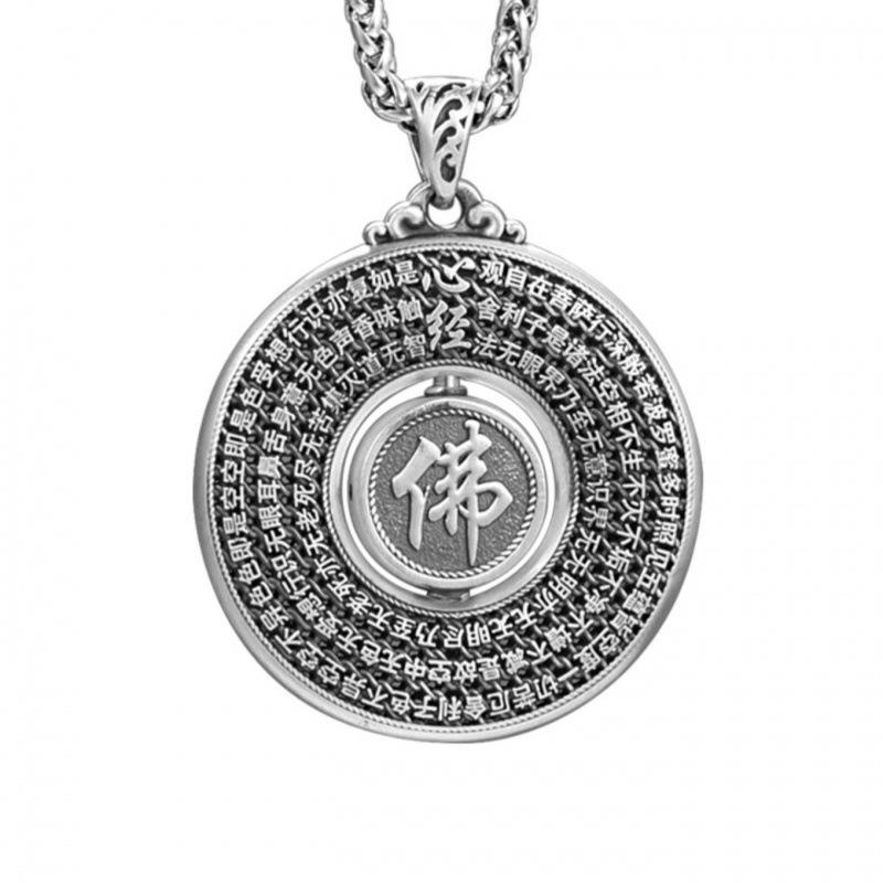 Necklace Rotating Buddha Lotus Heart Sutra Male and Female Safety Buckle Rotating Pendant