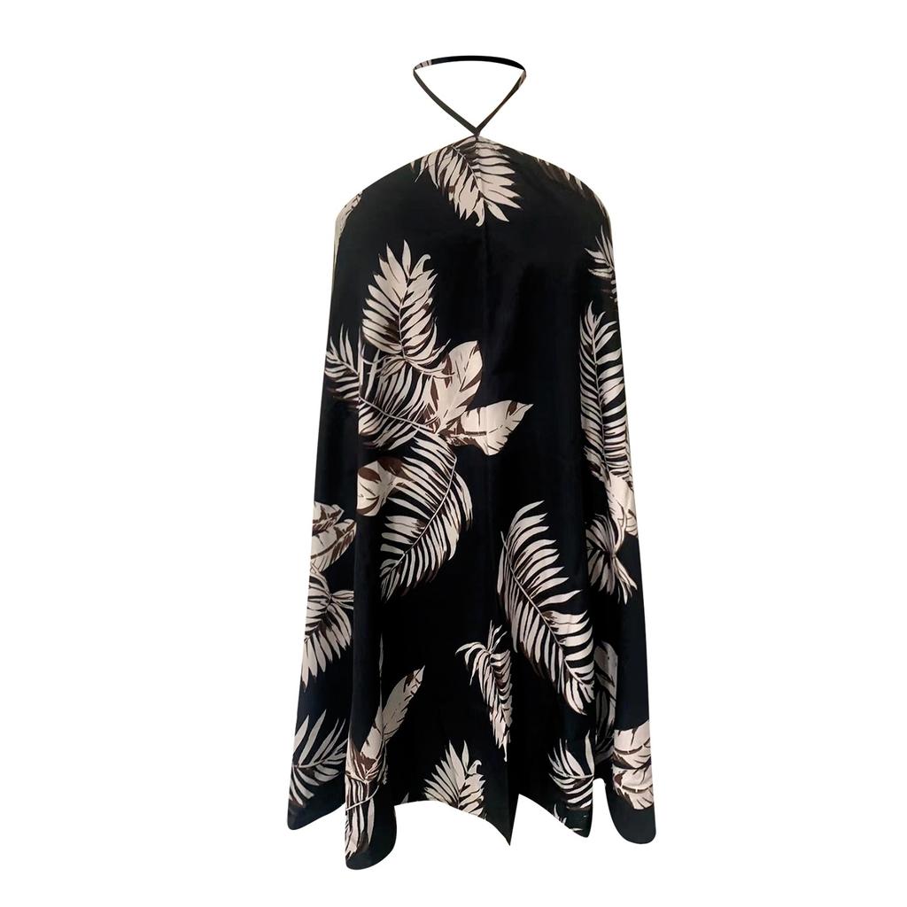 Women's Summer Casual Off Shoulder Print  Tie Loose Dress