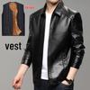 Men's Casual Autumn Leather Jacket - Middle-aged Plus Velvet Thick Style