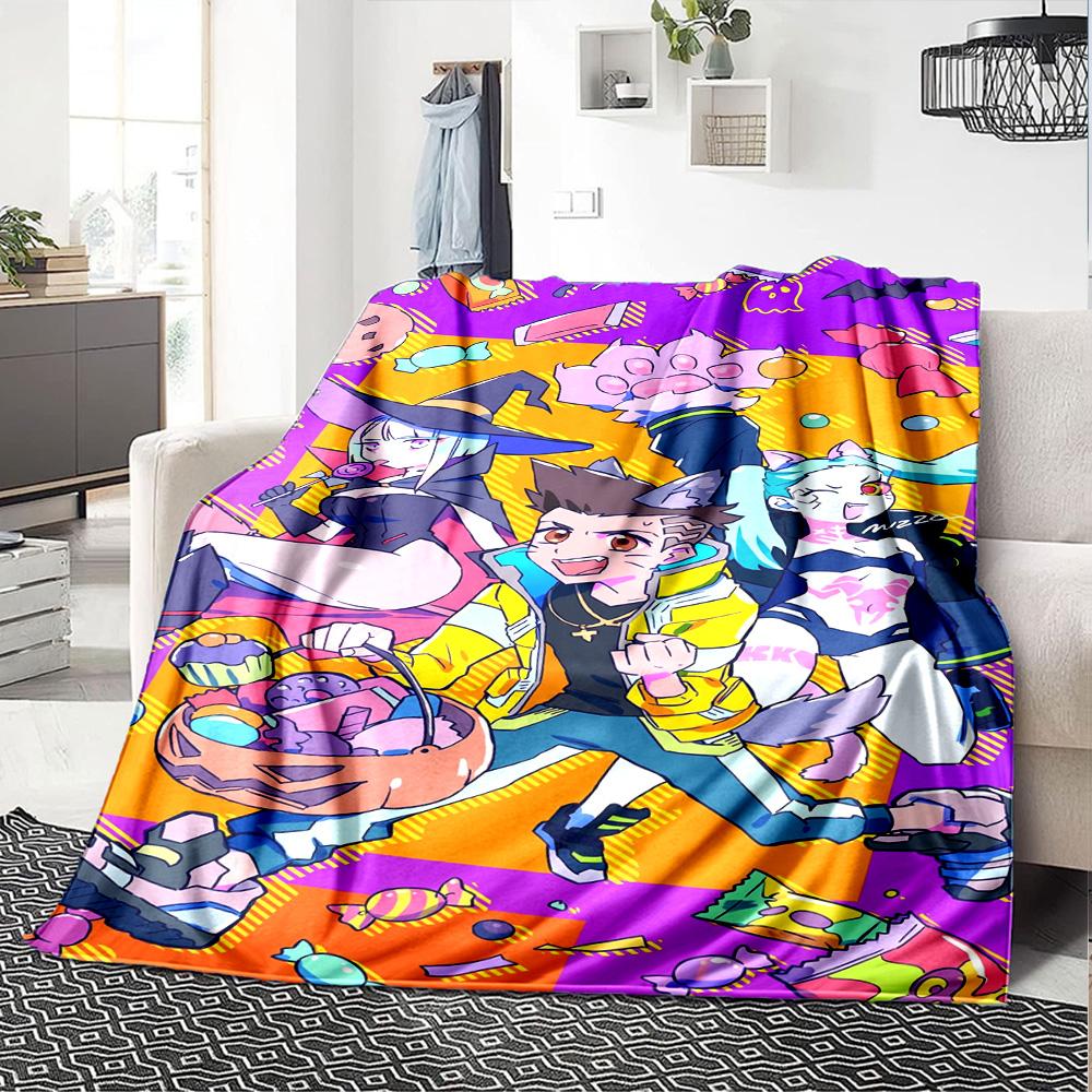 Cyberpunk Edgerunners Blanket Soft Warm Cozy Suitable For Picnics Bedding Bed Allseason Use Stylish Decor Best Holiday Gift For Friends Family