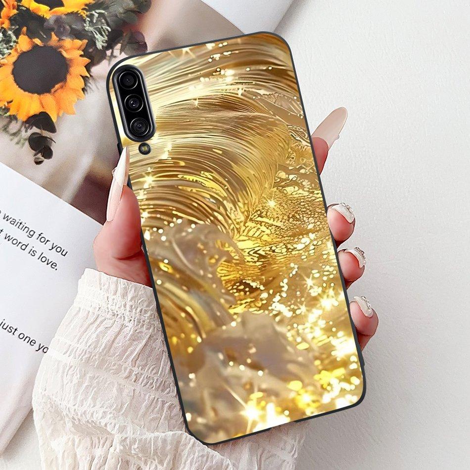 For Samsung Galaxy A90 5G Phone Case For Samsung A90 5G SM-A908B Elegant Floral Cat Painted Black Silicone Soft TPU Cases