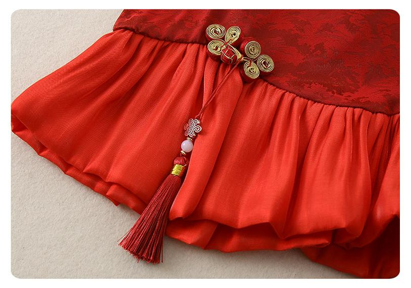 Girls' Summer 2026 Chinese-Style First Birthday Dress – Trendy Retro Design