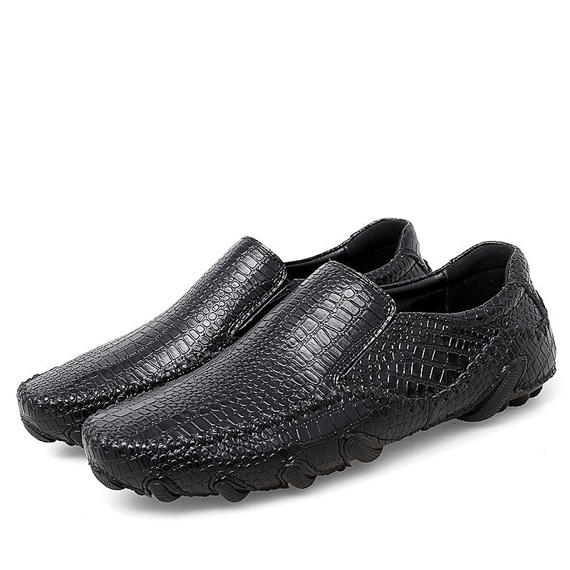 Summer new octopus Doudou shoes large size casual leather shoes crocodile pattern cowhide loafers cover feet
