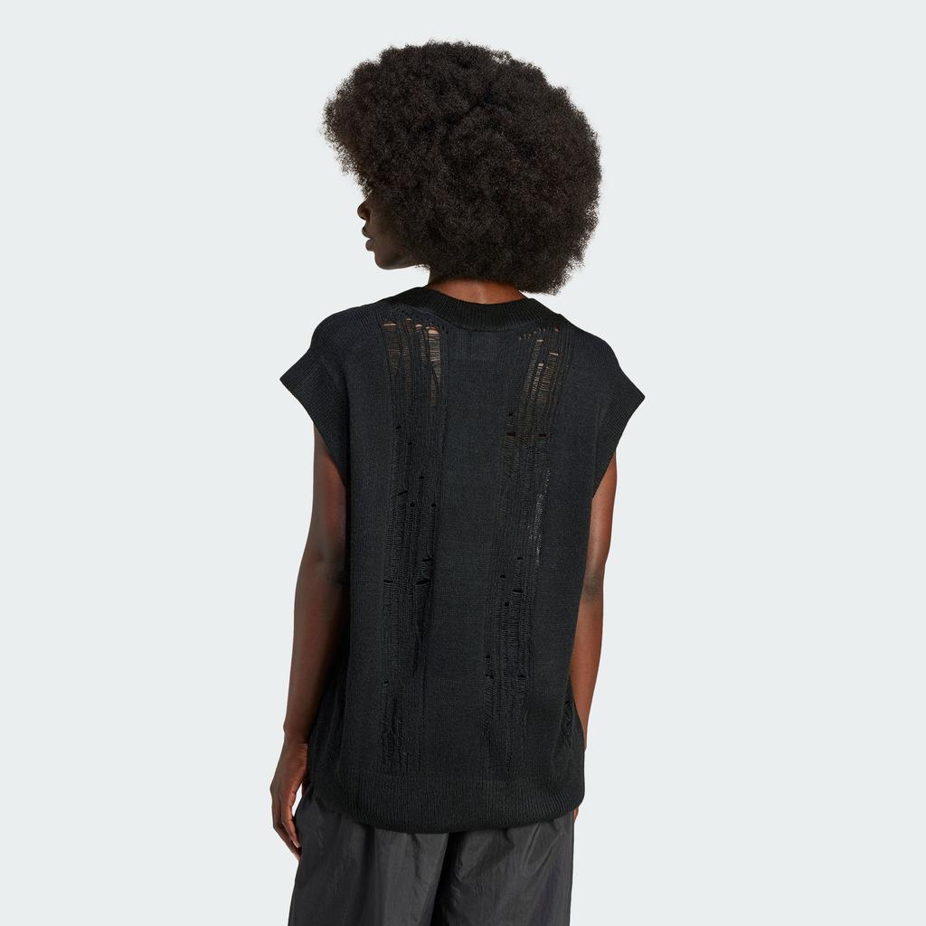 Adidas Originals Distressed Knit Vest Women Tops Black IW0263