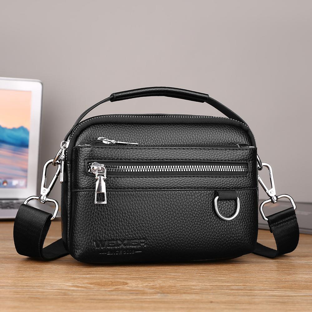 WEIXIER Herren Leder Umhängetasche Wasserdichte Messenger Bag Sling Satchel Tasche für Geschäftsreisen