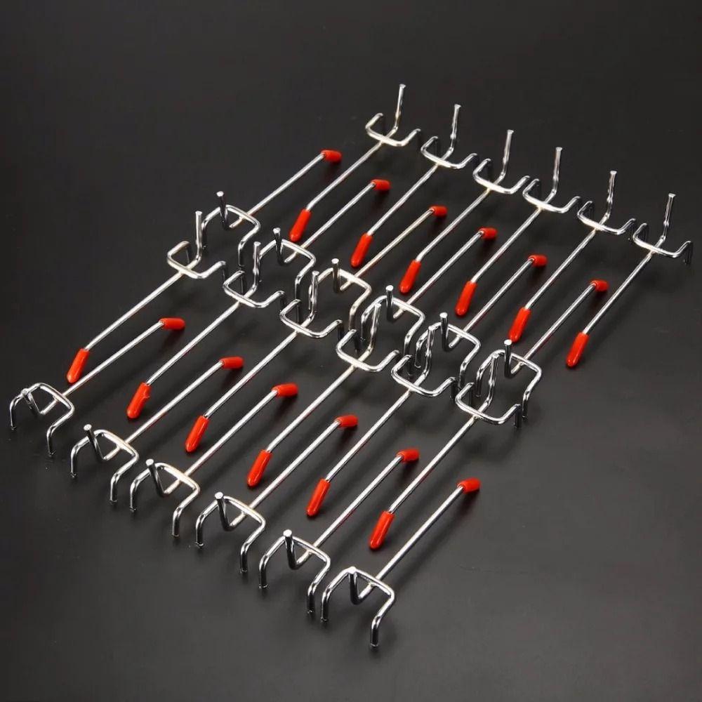 1 Stück Aufbewahrungsregal Lochplattenhaken Stahlwandmontage Schräger Aufhänger Werkzeugzubehör mit Gummiabdeckung Lochplattenhaken