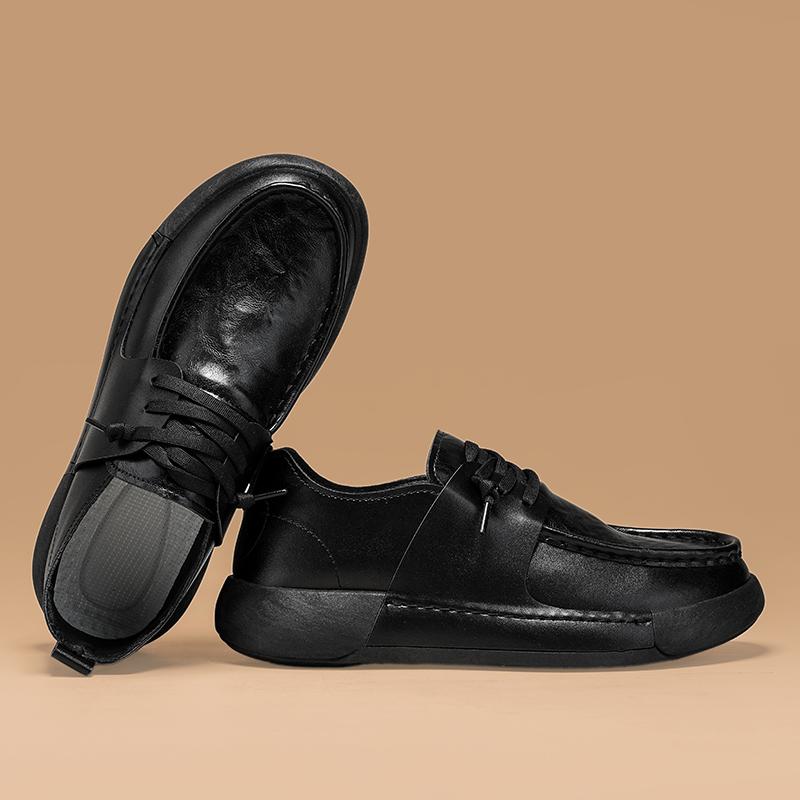 Formal Men's Shoes Genuine Leather Spring Business and Leisure Leather Shoes New Trend Versatile Thick Soled Shoes for Men