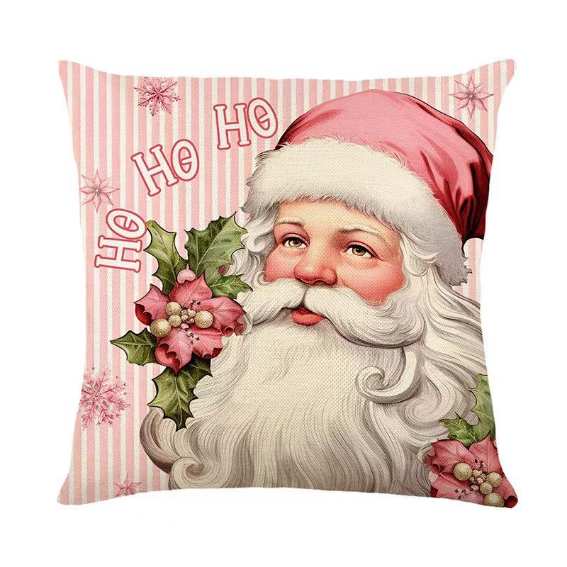 Christmas Pillow Case Pink Pillow Four-piece Set Sofa Cushion Seat Lumbar Support