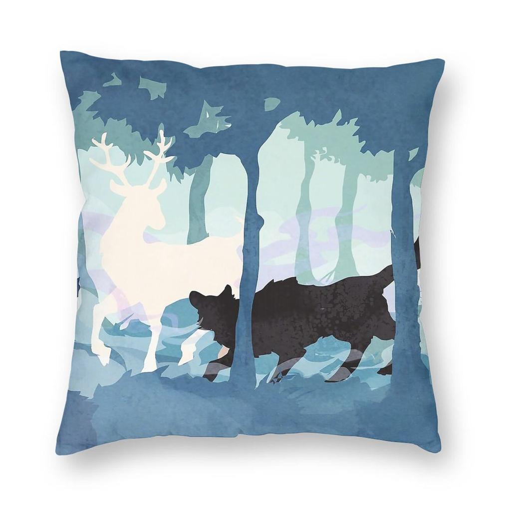 Unlikeliest Friends Stag Wolf Square Pillowcase Polyester Linen Velvet Printed Zip Decorative Throw Pillow Case Car