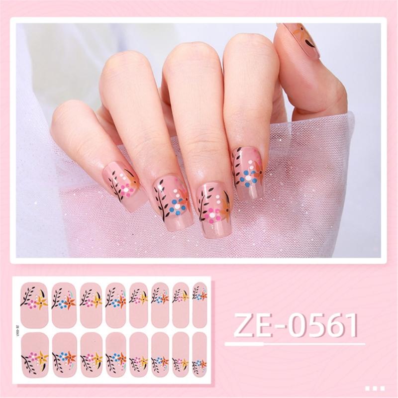 Nail Polish Sticker Self-Adhesive Nail Sticker Manicure Sticker Full Nail Wraps Waterproof Nail Strips with Nail File
