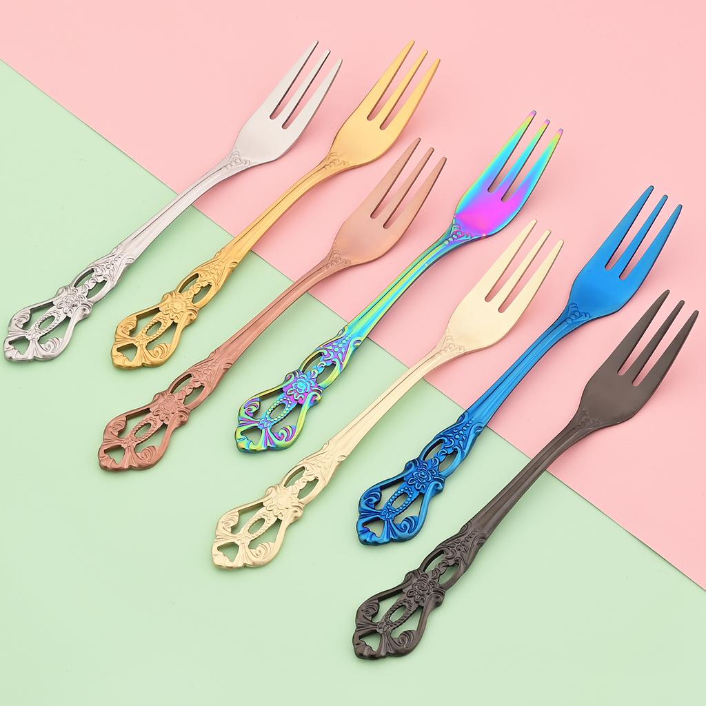 4 ks Sada příborů vidlička na zlatý čaj Nerezové vidličky na ovoce Nádobí na večírek Nádobí na večírek Dort Svačina Vidlička na salát Kuchyňské náčiní