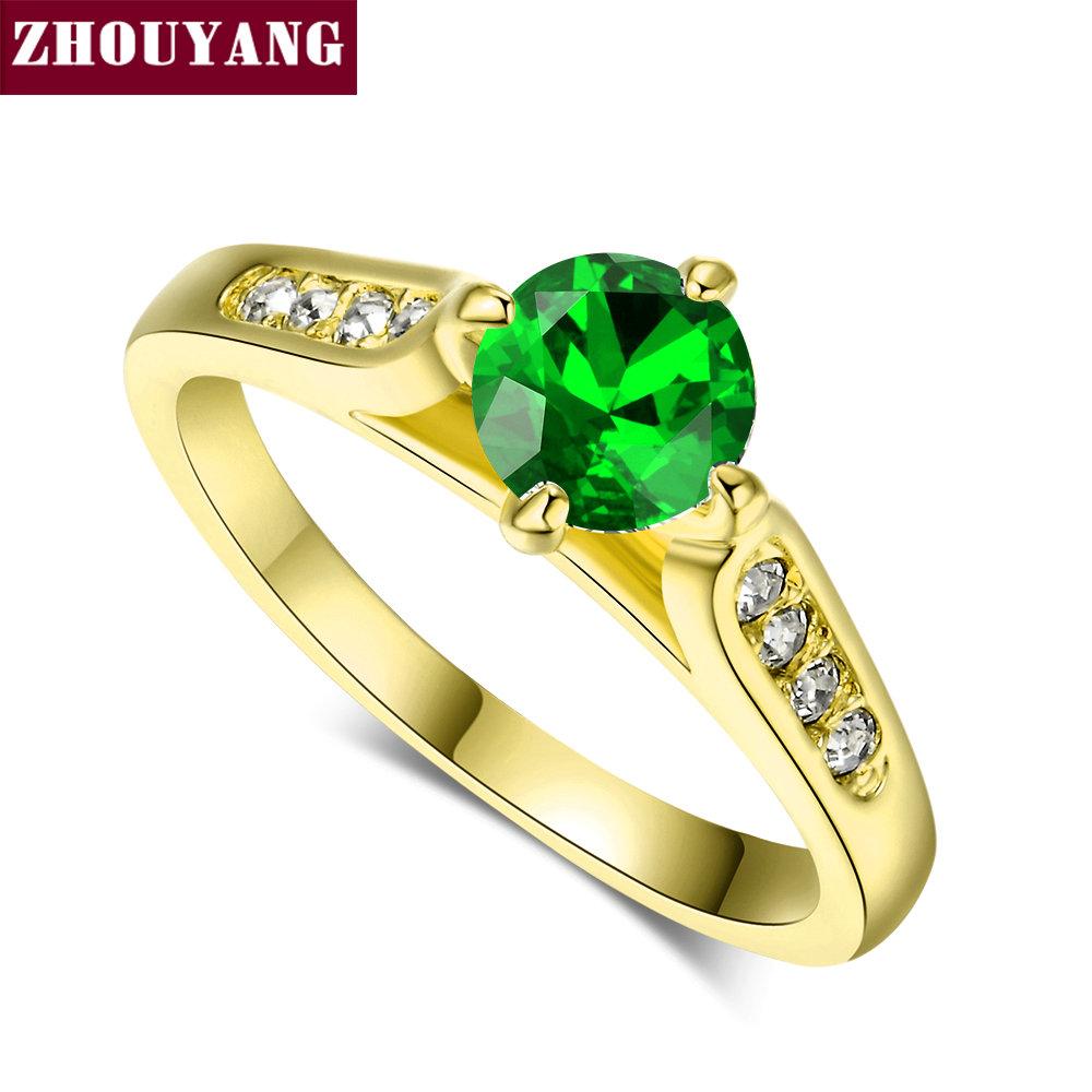 ZHOUYANG Engagement Wedding Ring For Women Classic Prong Setting CZ  Rose Gold Color Fashion Jewelry Lover's Ring R064 R065