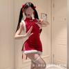 Christmas Lingerie Sexy Pure Lust Abstinence Erotic Clothes Women's Red Cheongsam Uniform Pajamas