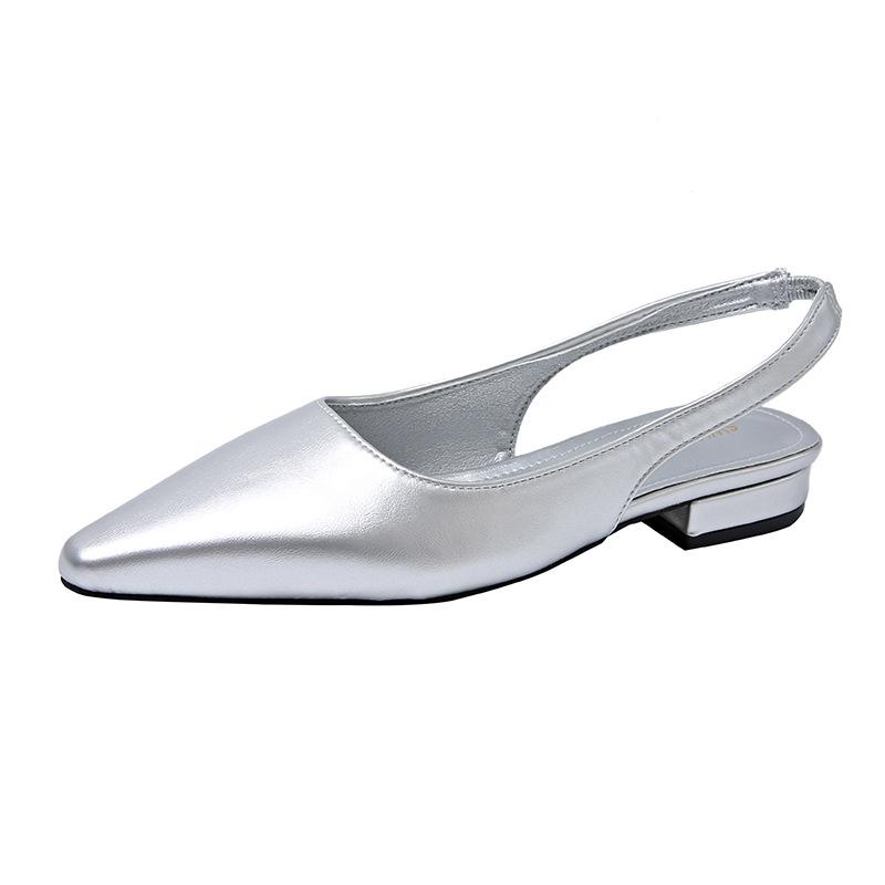 Französische Taschenkopf-Sandalen Damenschuhe 2025 neu Sommer atmungsaktiv vielseitig kleiner Absatz eckiger Kopf Promi-Temperament Einzelne Schuhe