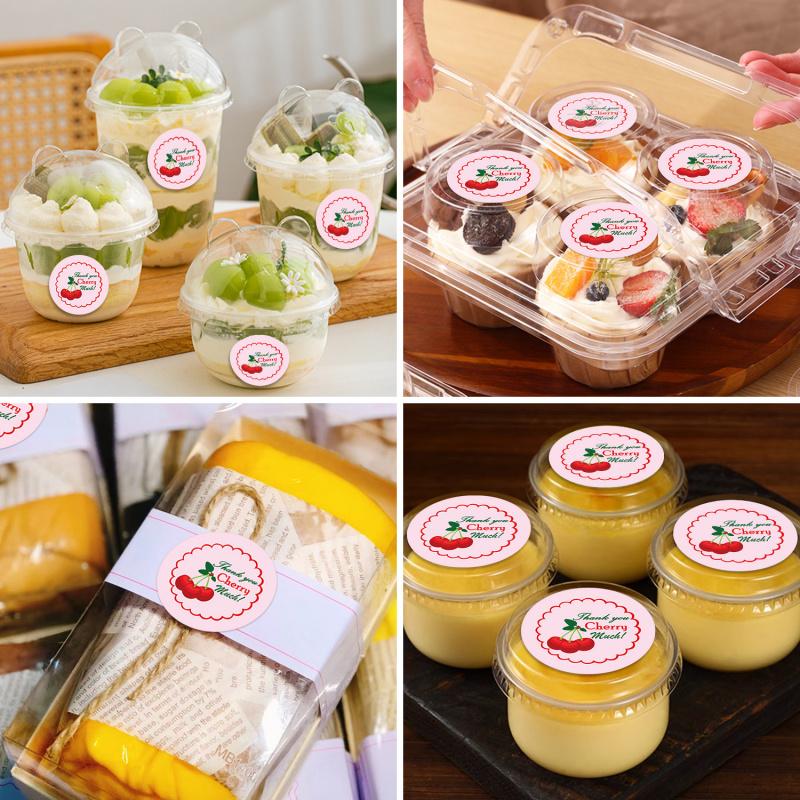 500 Stück Kirsch-Dankeschön-Aufkleber, Frucht-Klebeetiketten zum DIY-Umschlagversiegeln, Geschenkverpackung, Backen, Kuchen, Dessert, Basteln