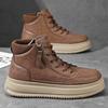 Autumn Winter Fashion Versatile Thick-Sole High-Top Minimalist Sneakers - Lace-Up Retro Casual Sports Shoes