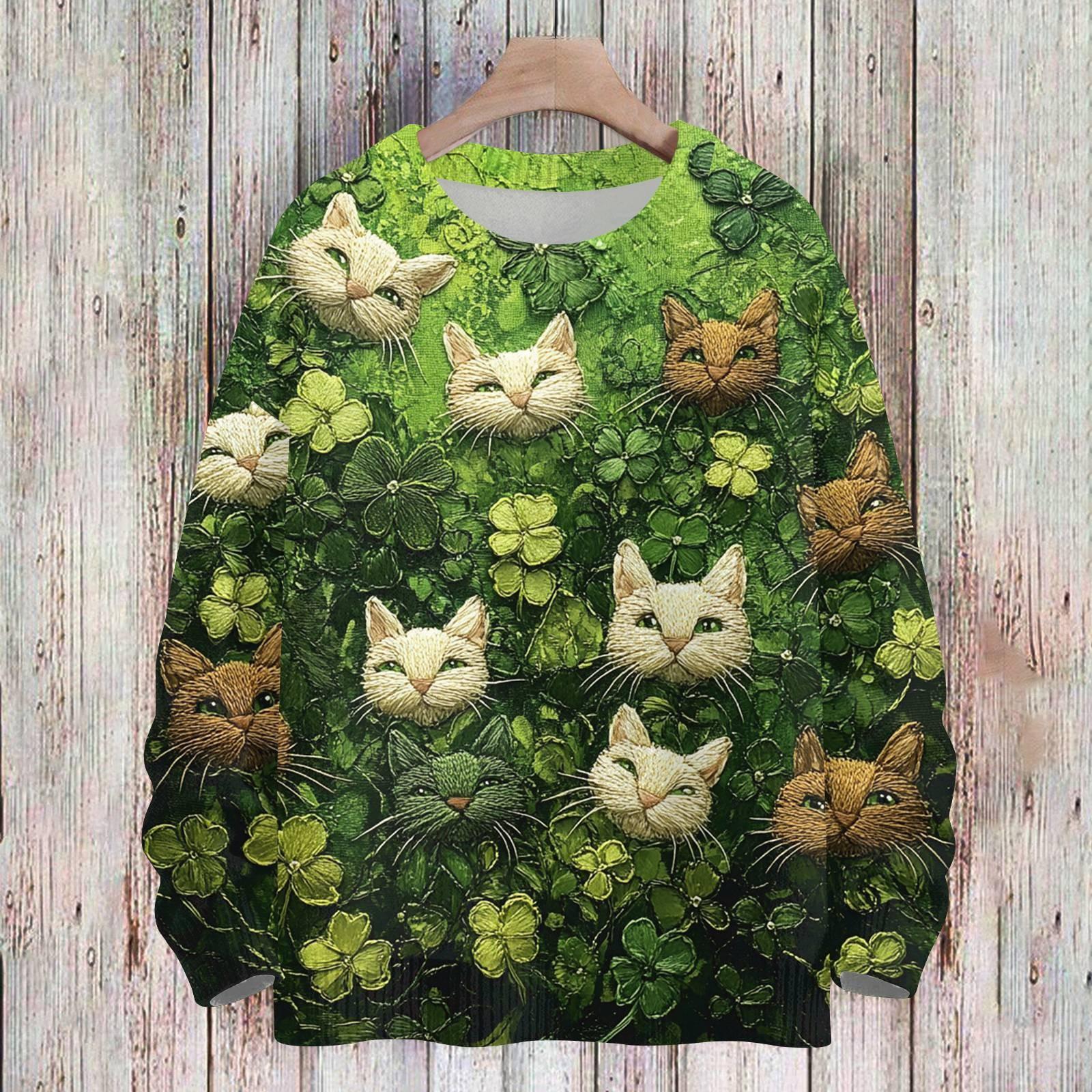 

улица. Свитшоты ко Дню Святого Патрика для детей, вязаные свитера для мальчиков и девочек, симпатичные рубашки, осенние свитера с круглым вырезом, топы 120