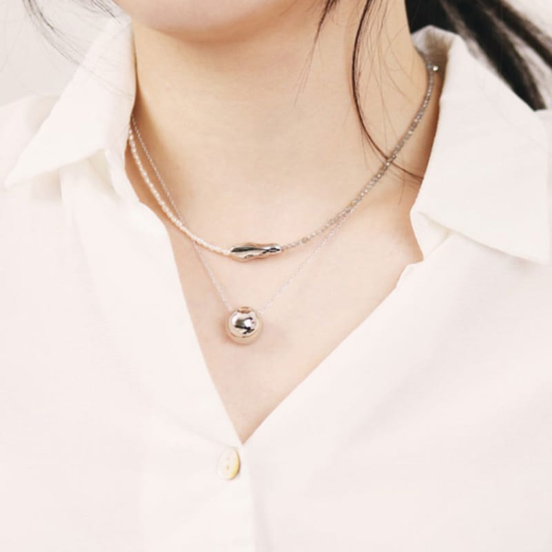 ozel Silver 925 Fresh Water pearl Labradorite Necklace PS111N