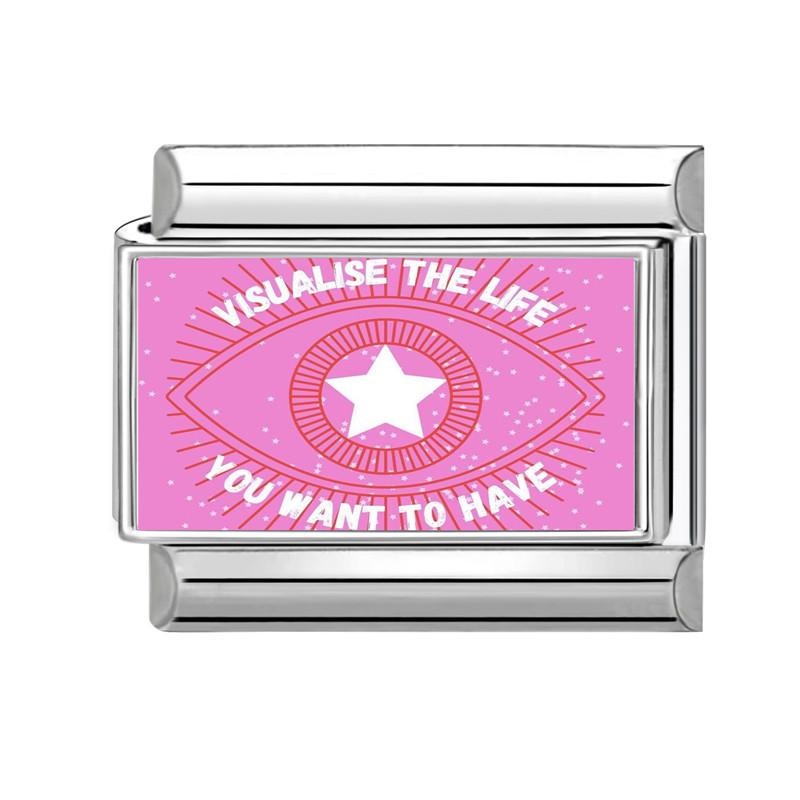 

Y2K Pink Charm Star Eye Cat Tulip Dog Bow Heart Cherry Italian Charm Links Fit 9mm Stainless Steel Bracelet DIY Making Jewelry