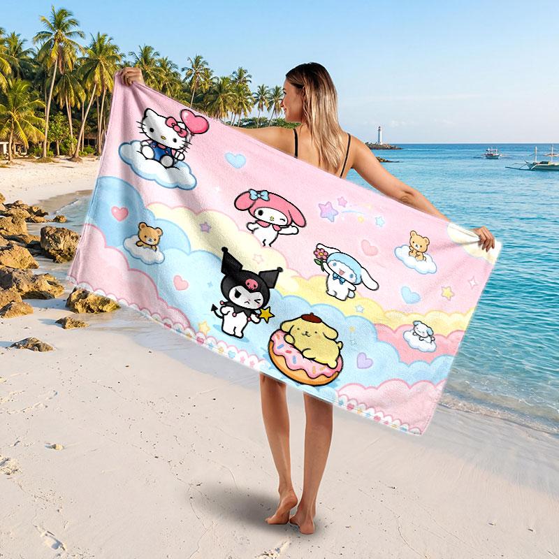 Large Beach TowelHello Kitty Soft Absorbent Towel Beach Bath Home Use