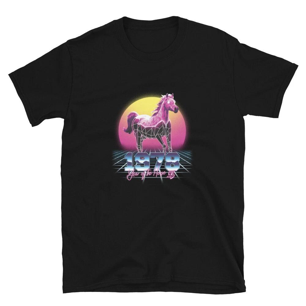 

1978 Year Of The Horse Colorful Retro Digital Design T-Shirt S