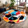 Abstract Soccer Design Print Round Rug, Living Room, Bedroom, Playroom Carpet, Non Slip Floor Mat, Gift