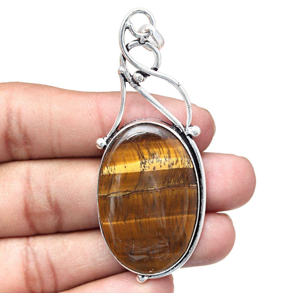 Necklace Tiger's Eye Gemstone Handmade Jewelry 3"