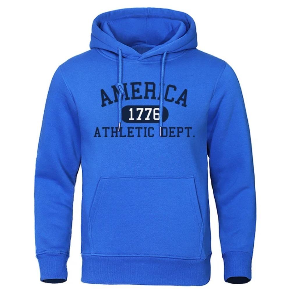 

America 1776 Sports Department Letter Printed Men s Hoodie Pocket Round Neck Sweatshirt Autumn Soft Sweatshirt Casual Loose Men s Clothing 3XL