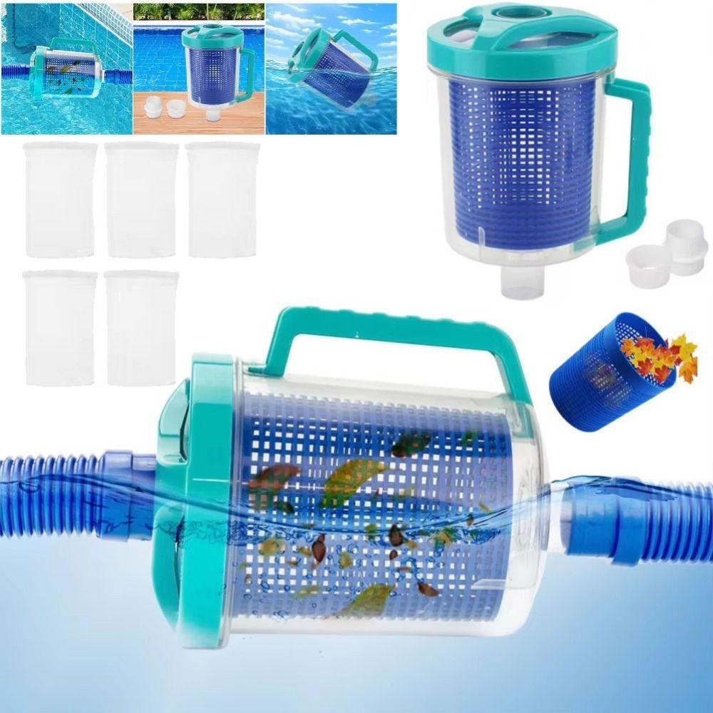 

With Handle Pool Leaf Collector with 5 Skimmer Socks Leaf Trap for Swimming Pool Pool Drainer Leaf Canister