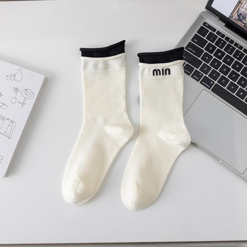 Ankora Rote Herbst- und Wintersocken bis zur Wade, vielseitige, lässige Trend-Damensocken