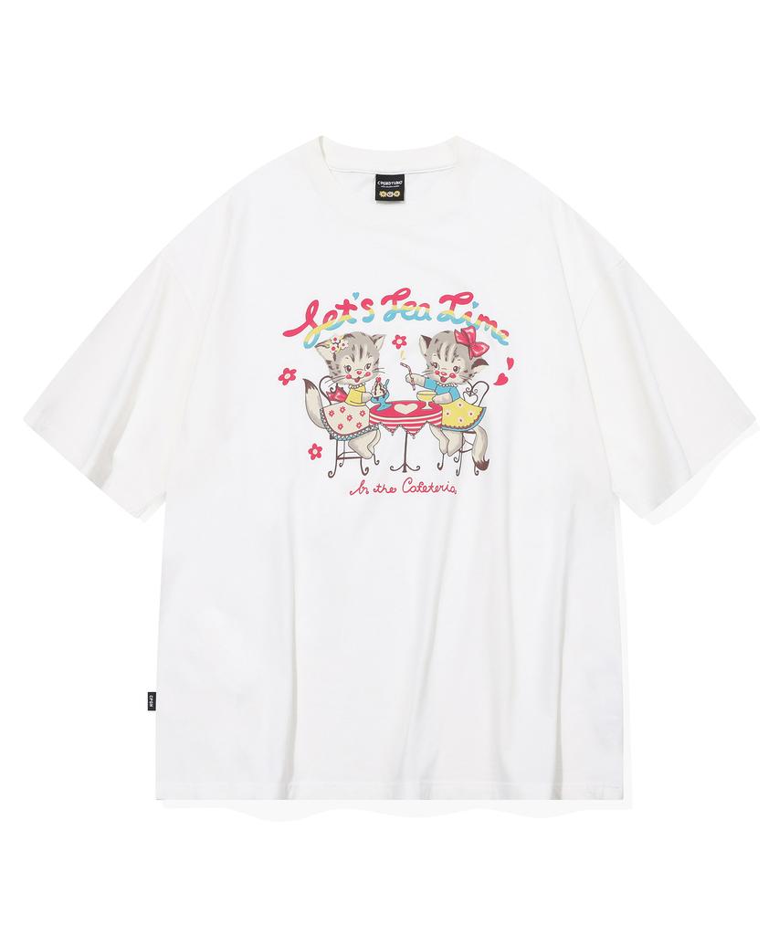 CPGN STUDIO Cats Cats Short Sleeve T-Shirt Star White