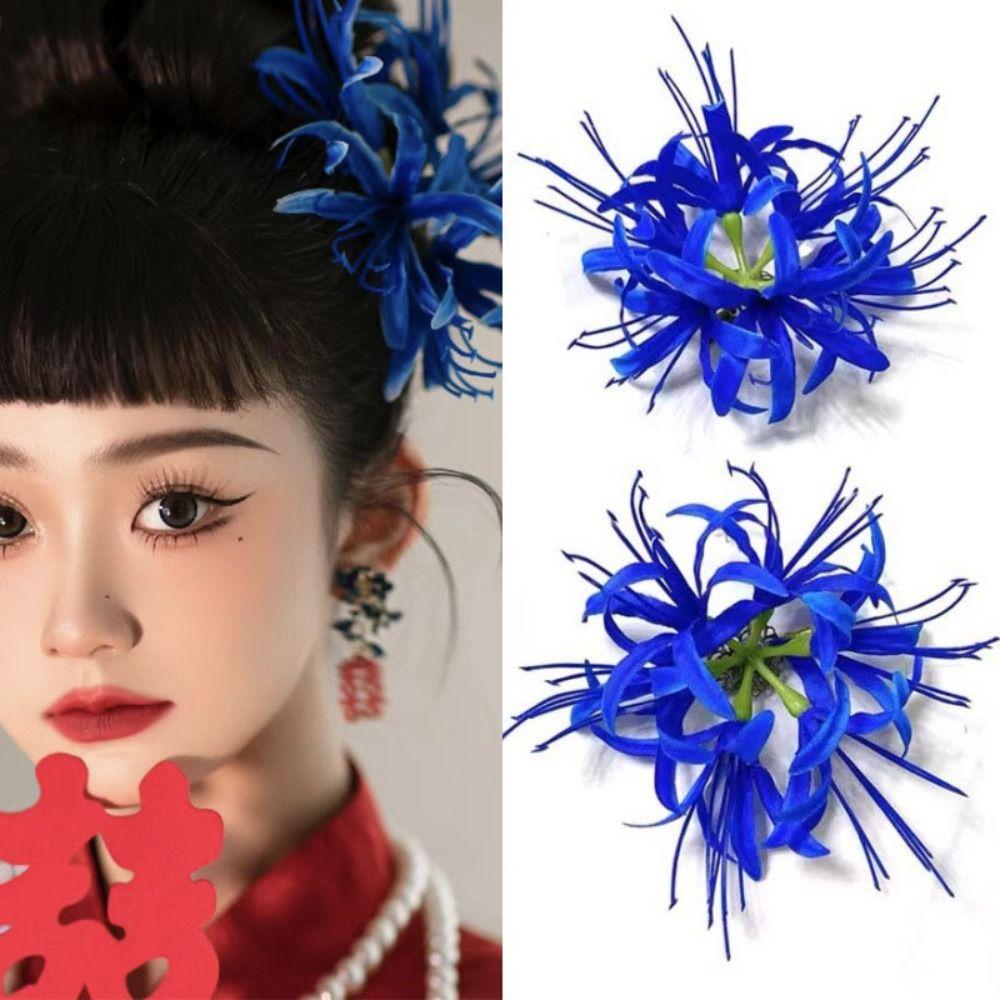 

Three-dimensional Flower Hairpin Blue Simulation Flower Hairpin Headdress Accessory