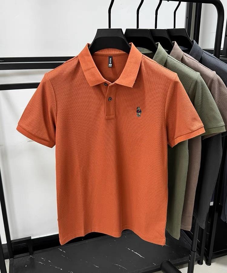 Nuova Maglietta Polo Estiva 100% Cotone Marca di Alta Gamma da Uomo Manica Corta Design Trendy con Ricamo di Orso T-shirt da Golf Business