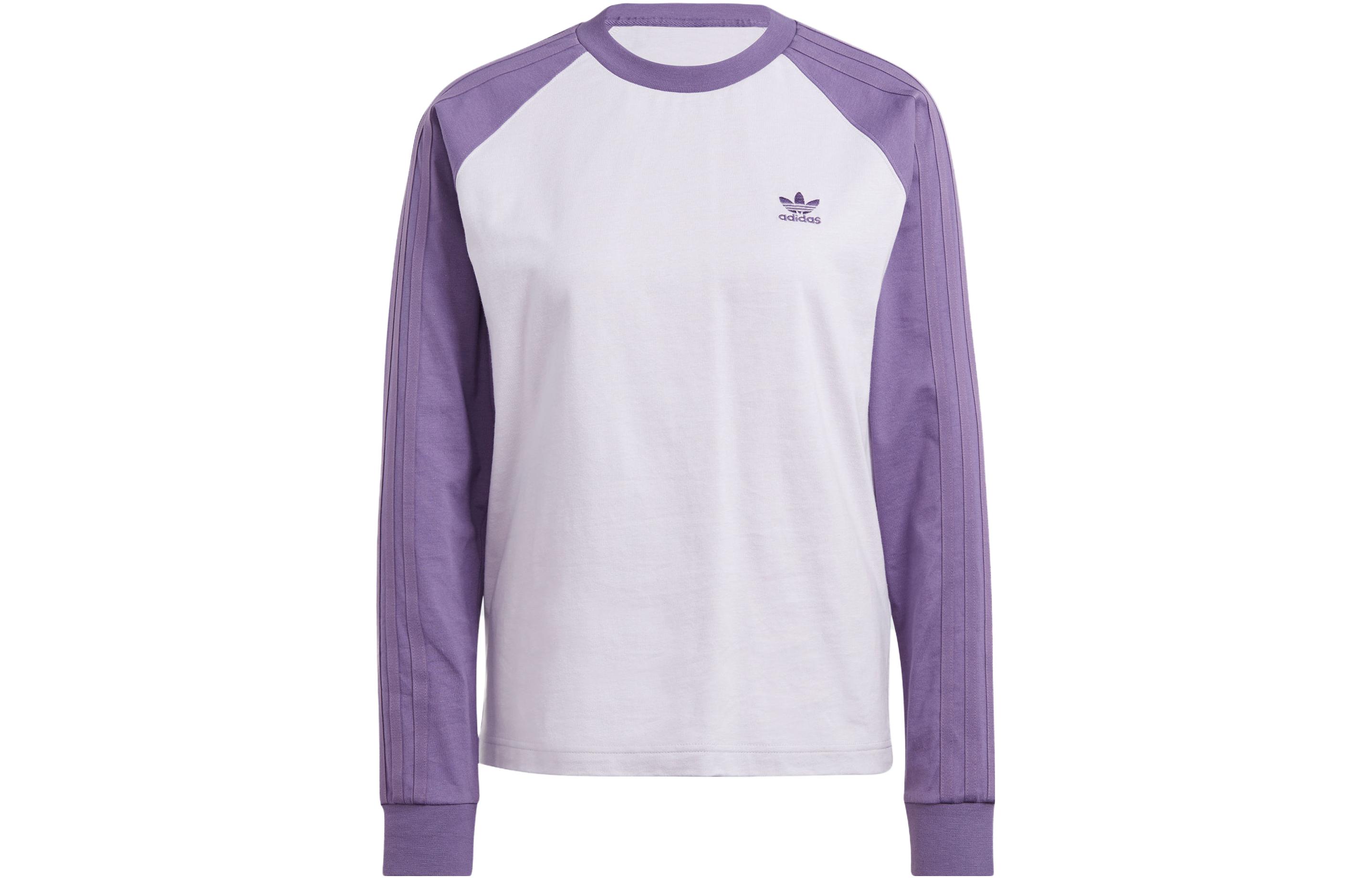 adidas originals Women ss Retro Colorblock Long Sleeve Tee Purple IN4135 XXS