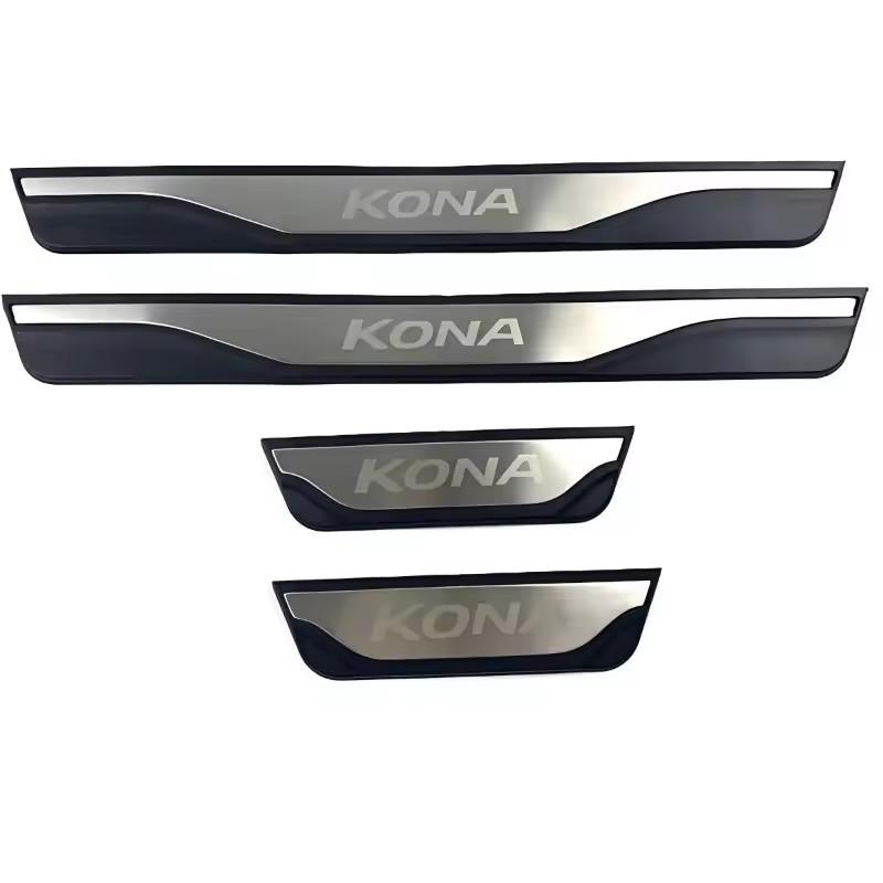 For Hyundai KONA EV 2017 2018 -    2024 2025 Door Sill Cover Kick Scuff Plate Guard Pedal Car Styling Accessories