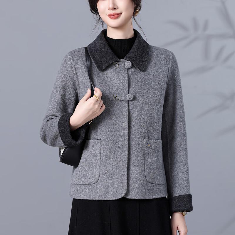 Yuzhaolin Women's Vintage Chinese-Style Patchwork Wool Coat