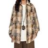 Camicia da Donna Autunno 2025 Retrò Tie-Dye a Quadri a Maniche Lunghe con Quattro Bottoni