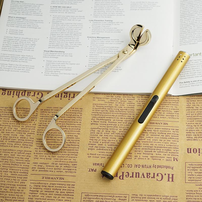 Aroma Candle Tool Kit: Wick Trimmer, Snuffer, Extinguishing Hook, and Tray.
