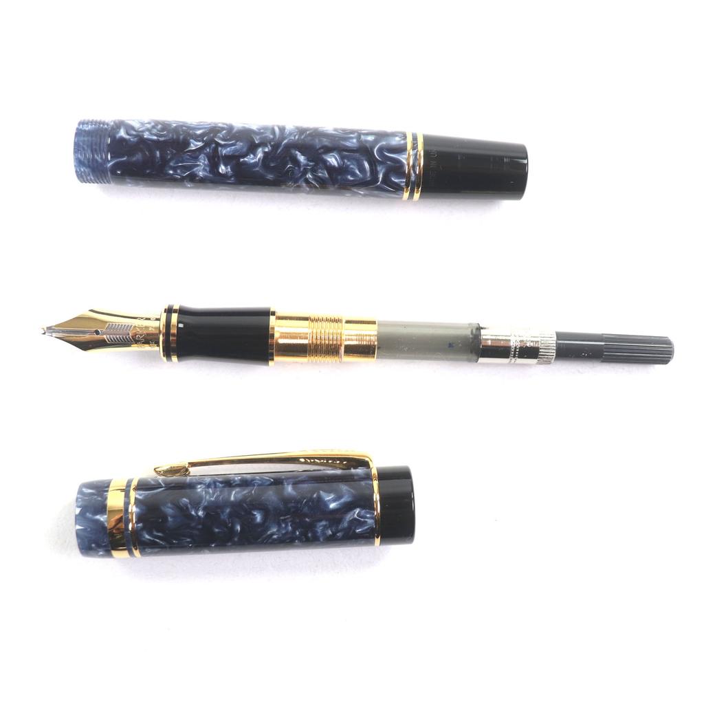Excellent PARKER Fountain Pen Duofold Centennial Rare Marble Blue 18K Mens Used