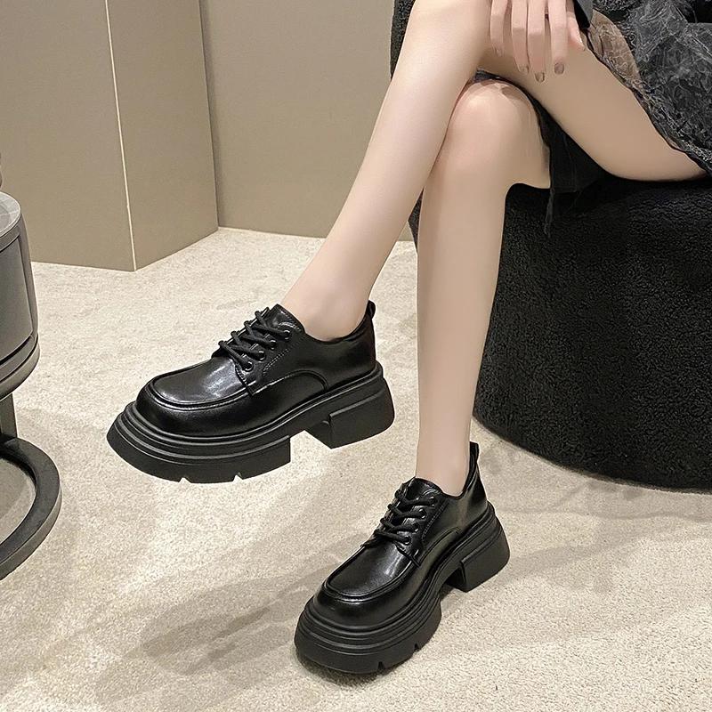 Fashion Casual Platform Ladies Shoes 2024 High Quality Loafers Women's High Heels Fashion Round Toe Pumps Women Med Heel Shoes Women