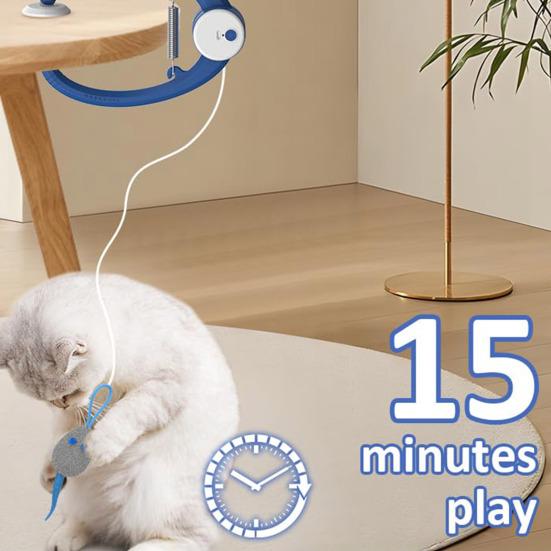 Interaktives Katzenspielzeug Wiederaufladbar Hängend Automatisch Kätzchenspielzeug mit 2 Plüschmäusen Indoor Feder Teaser Selbstbeschäftigung Schnurspielzeug