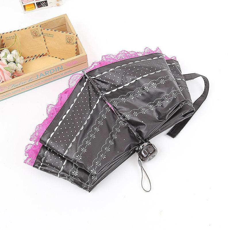 Vintage Blonde Blonder Parasoll Sammenleggbar Gotisk Lolita Paraply Dame Regn Anti-uv Beskyttelse Paraply Kuppel Rekvisitter Parasoll Paraply Dame