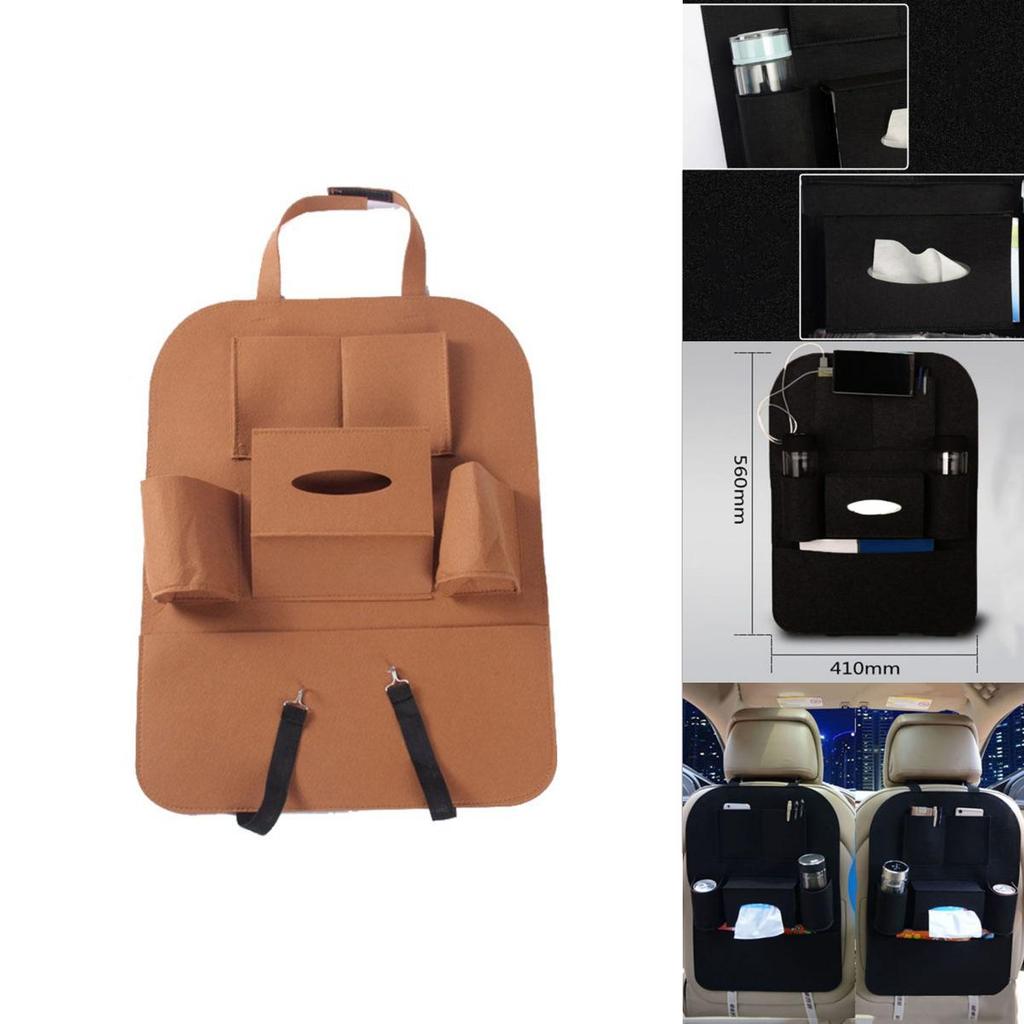 Elegant Black Auto Car Seat Back Organizer With Multi-pocket Storage For Effortless Organization